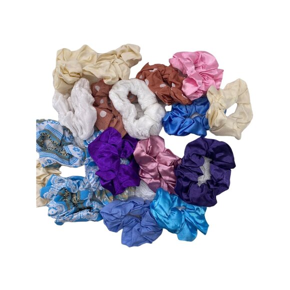 19pcs Assorted Hair Scrunchies Set Silk & Velvet Elastic Ponytail Holders Women - Picture 1 of 8